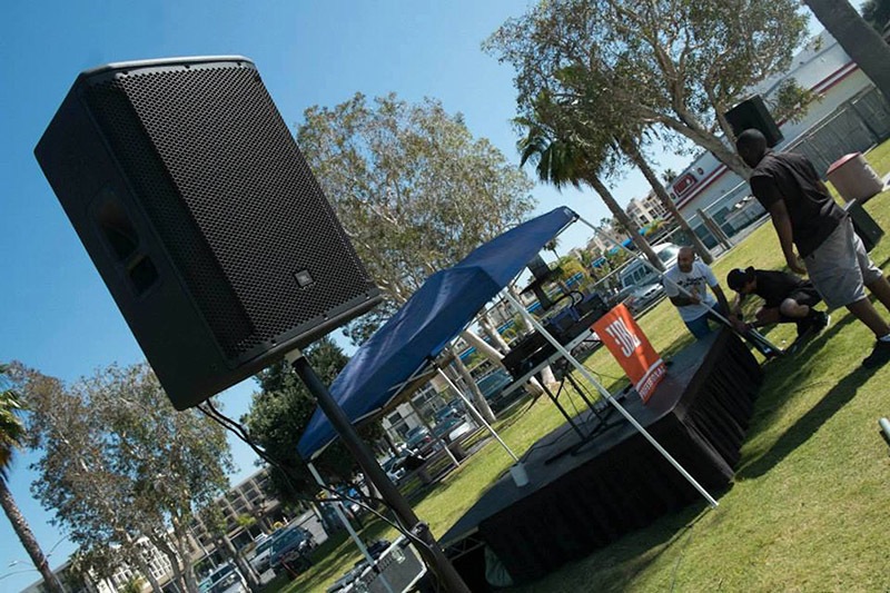 Holi on the Beach with audio array provided by Harman's JBL Professional series.