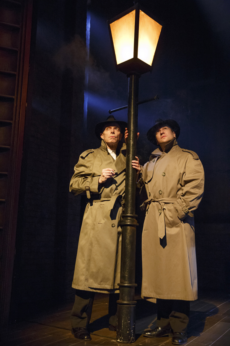 Arnie Burton and Billy Carter in a scene from 39 STEPS at the Union Square Theatre (c) Joan Marcus