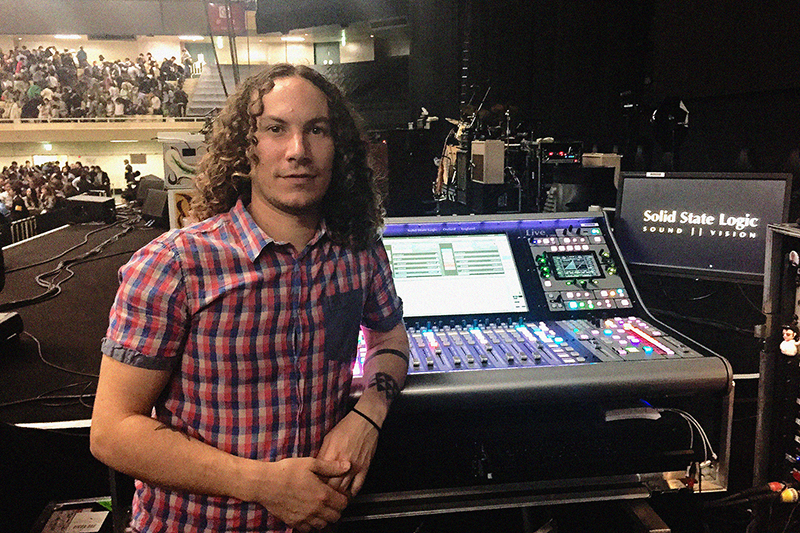 Nahuel Gutierrez with the SSL Live. L500 console.
