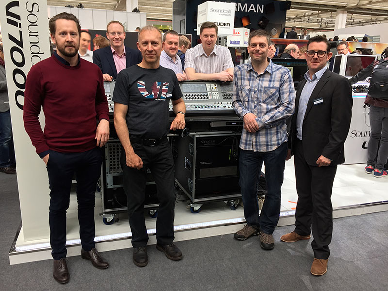 (Left to Right) Joe East, Sound Technology; David McKinney, Soundcraft Studer; Andy Brown, Soundcraft Studer; Phil Stokes, Adlib Audio; Dave Kay, Adlib Audio; Dave Jones, Adlib Audio; Dom Harter, Soundcraft Studer