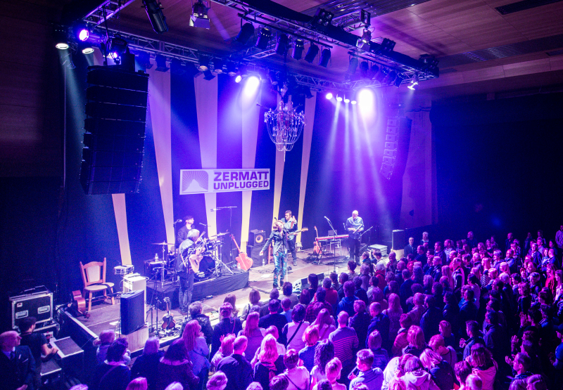 Adamson S10 line arrays at the Zermatt Unplugged festival in Switzerland.