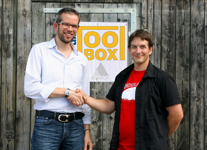 Adamson’s Jochen Sommers (left) with Sven Gerber, managing director of MediaToolbox.