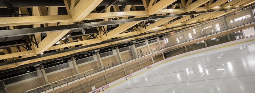 all practice rinks and the curling hall are equipped with 8 units of P5228-L two-way speakers and 15 units of RCF TT22 WP
