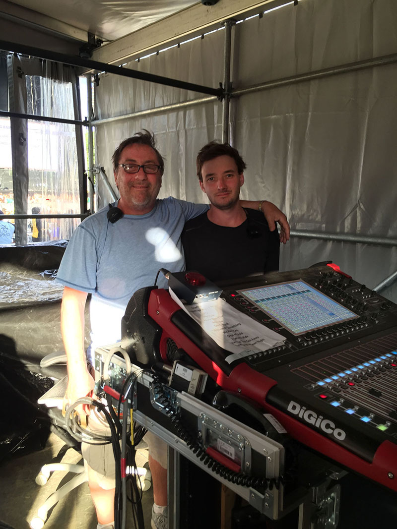 Jake Owen FOH engineer Greg Huffman (left) and monitor engineer Andrew Sullivan with one of Morris Light and Sound's new DiGiCo SD9 desks