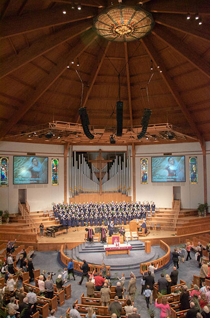 The MLA system's intelligibility allows the congregants of Roswell United Methodist church to sermons without hearing-assist systems