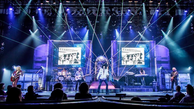 The noted musical revue Raiding The Rock Vault, performing at the New Tropicana Las Vegas, featuring a RoomMatch® loudspeaker system from Bose® Professional. Photo courtesy of Raiding The Rock Vault. © 2015.