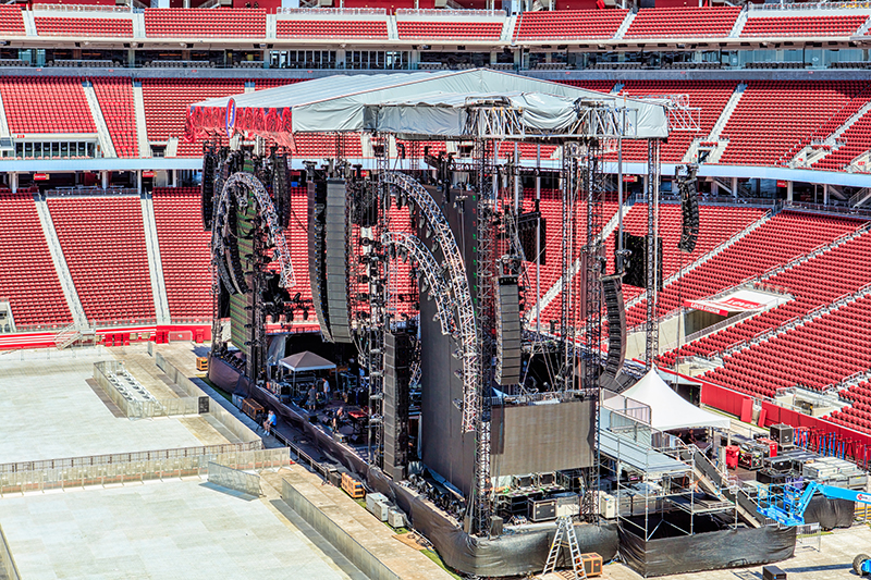 View of the Meyer Sound LEO linear large-scale sound reinforcement system