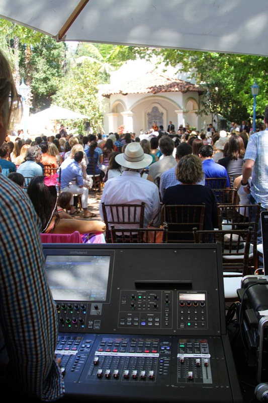 The Roland M-5000 OHRCA Live Mixing Console, supplied by Roland’s Professional A/V Division for the Dalai Lama’s 80th birthday celebration. Photo courtesy of the Peak Mind Foundation. © 2015