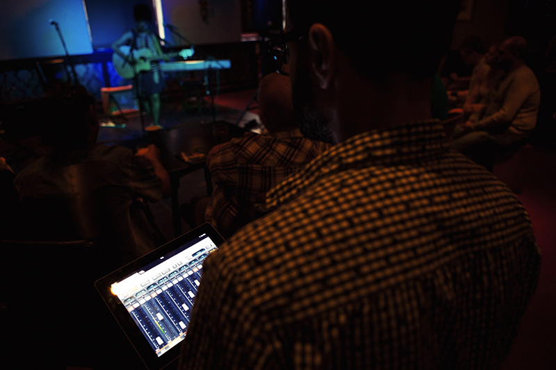 A Soundcraft Ui 16 was used for remote mixing at the Tavistock Stage via tablet. (c) Brad Inglis