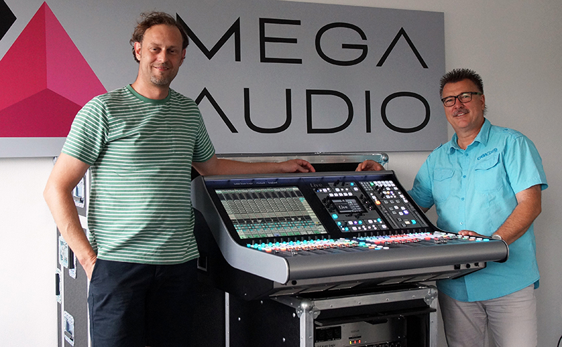 Lars Lüdemann and Burkhard Elsner at Mega Audio with SSL L300