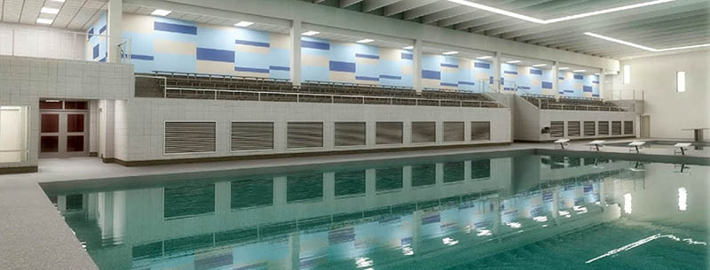 Becker added a swimming pool and a 900-seat auditorium