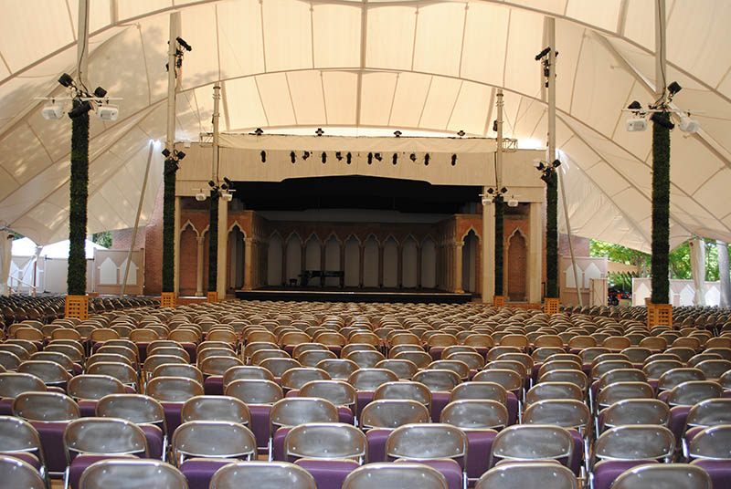Caramoor Center for Music and the Arts, a former residential estate now used for classical music performances and an art museum, features a 1,550-seat outdoor performance space called the Venetian Theater