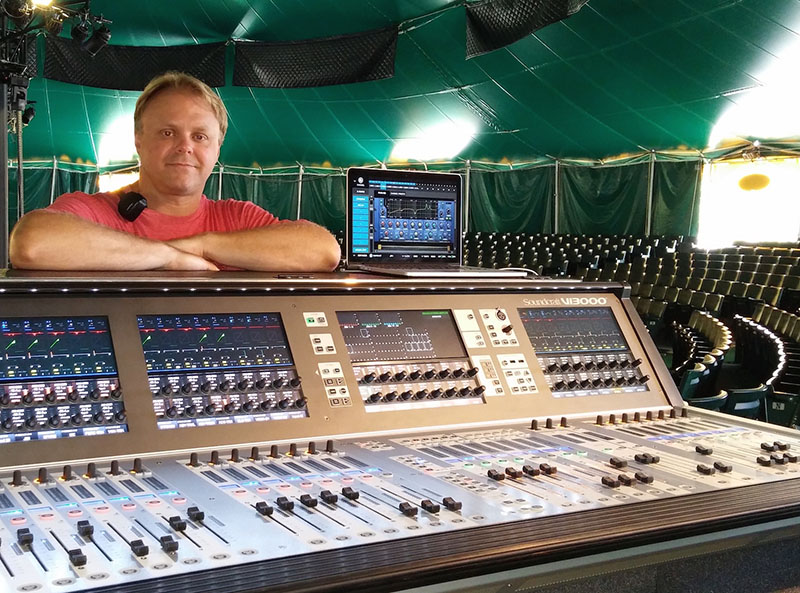 Jerry Slone, production manager and FOH engineer for Josh Turner. Digital Console Rental of Nashville, Tennessee is supplying the 36-fader Soundcraft Vi3000 digital console.