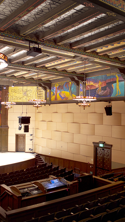 The new addition works seamlessly with the hall’s existing Meyer Sound equipment to support an array of experimental and electronic music performances and recording sessions for the college’s Center for Contemporary Music (CCM).