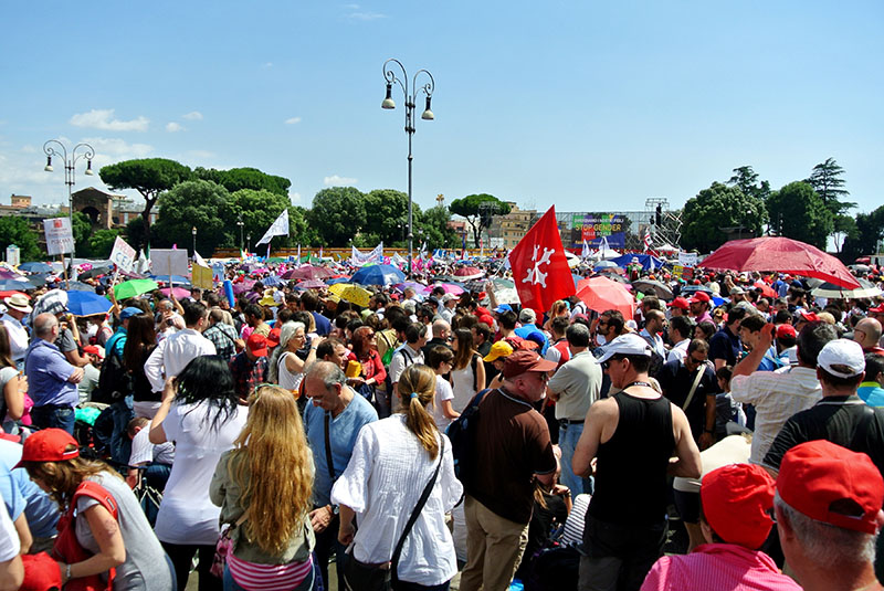 Nearly a million people assembled in Rome to hear various speeches along with some musical accompaniment.
