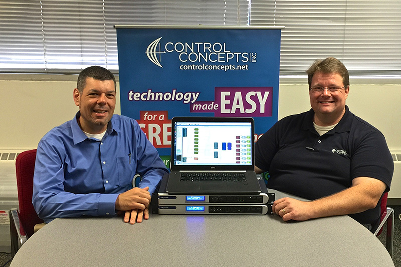 Control Concepts president Steve Greenblatt (pictured here, left) hired Symetrix-certified DSP programmer Dan Worth (pictured right).