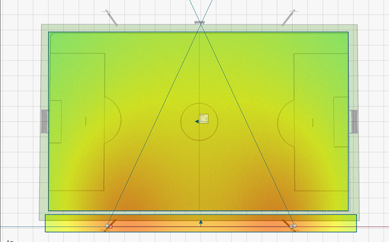 EASE Focus 2 Model of a Soccer Field with R SERIES Loudspeakers