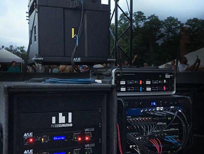 VUE Audiotechnik announced that Access Audio, a full-service production company based in Cincinnati, OH, has joined its growing U.S. rental network.  Pictured here, Access Audio's VUE Audiotechnik al-8 rig in use at a Cincinnati outdoor event.