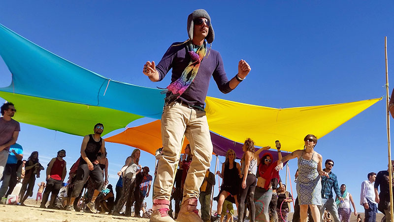 A dancer getting loose at the Moontribe Collective's 22nd anniversary party. Photo by Dan The Neighbor