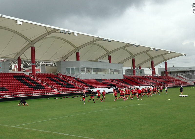 Lynn Stadium’s Main Grandstand with Community W Series Loudspeakers. Photo courtesy Andrew Yeager-Buckley