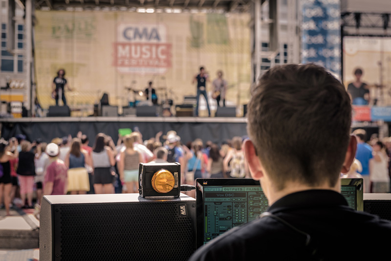 Andrew Dowling mixes FOH at Belk Walk of Fame Park Stage at CMA Fest 2015