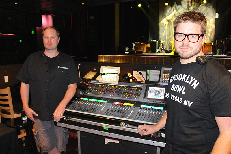 Derek Steinman and John Riley (pictured here, L-R) are using Allen & Heath iLive digital mixing systems at FOH and Monitor positions.