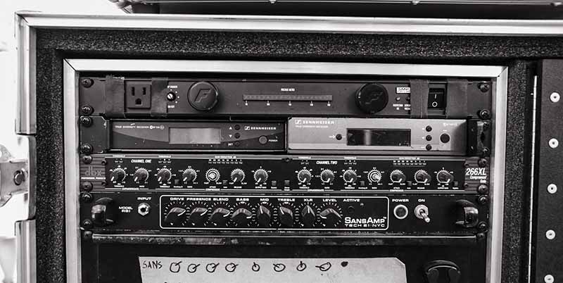 The Journeys Stage rack on Vans Warped Tour, featuring an evolution D1 wireless receiver.