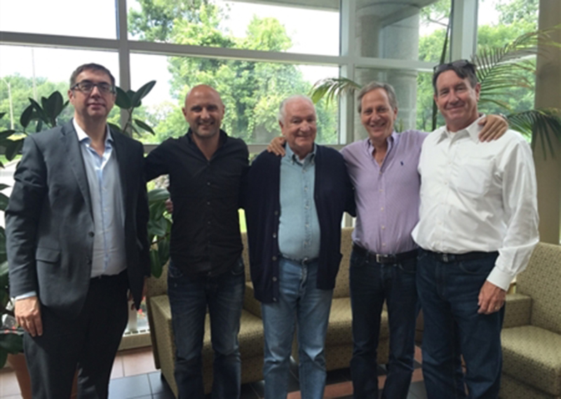 dBTechnologies has named American Music & Sound (AM&S) as its exclusive distributor for the U.S. Pictured here, from left, are AM&S business manager Dean Downey, dBTechnologies sales & marketing director Giovanni Barbieri, dBTechnologies CEO Arturo Vicari, Jam Industries CEO Martin Szpiro AM&S president Lynn Martin.