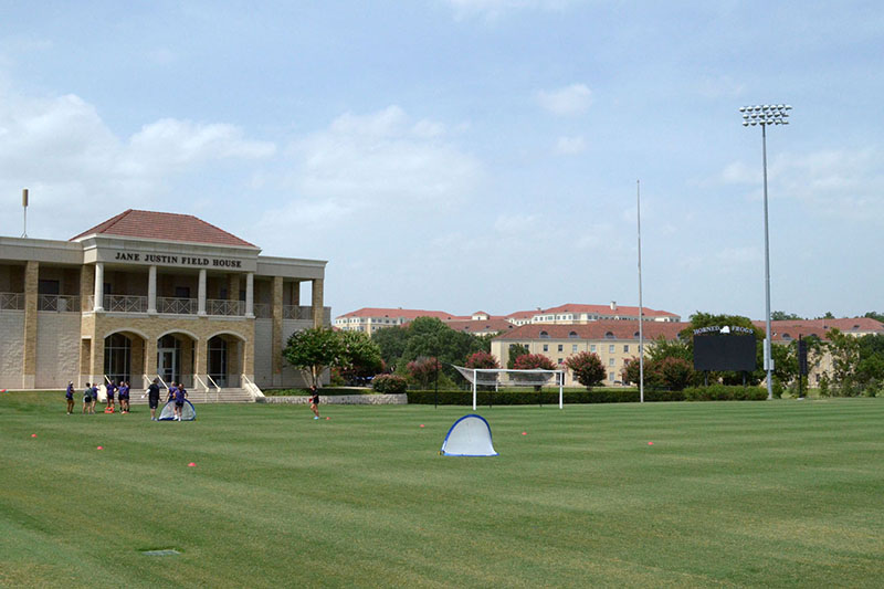 The Garvey-Rosenthal Soccer Stadium is located adjacent to the university’s Jane Justin Field House
