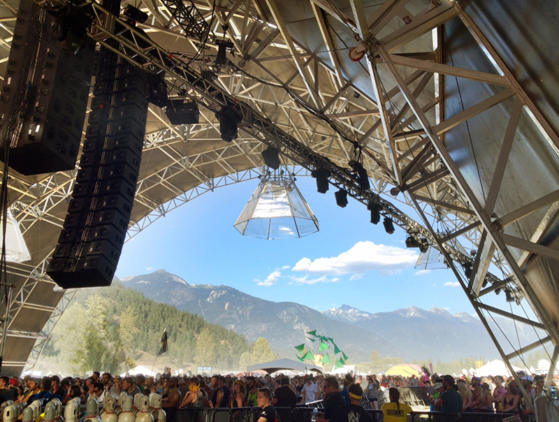 The main stage at the Pemberton Music Festival featured sound reinforcement provided by Detroit-based sound company Burst.