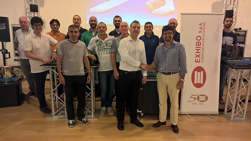 Pictured here are Allen & Heath’s area European Business Development Manager, Fred Cresson (center, white shirt), with the team at newly appointed partner company, Exhibo.