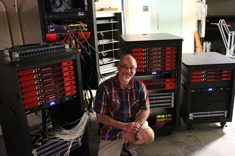 Audio DAWg principal Spunky Brunone, pictured with the RedNet units he spec’ed for the University of North Texas College of Music.
