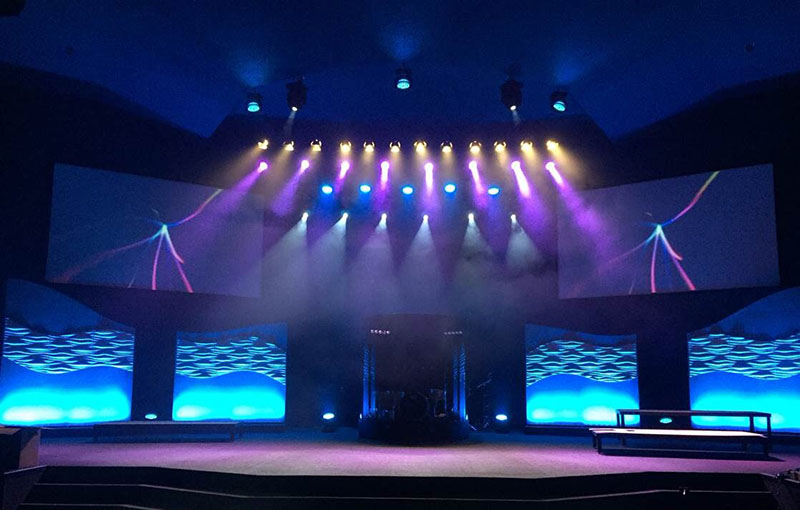 The Bellevue Christian Center, in Bellevue, Nebraska, featuring new audio, video and lighting solutions sourced through Guitar Center Professional and installed by Whiteley Solutions.