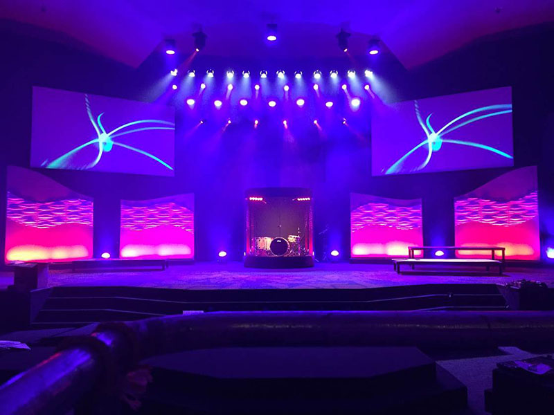 The Bellevue Christian Center, in Bellevue, Nebraska, featuring new audio, video and lighting solutions sourced through Guitar Center Professional and installed by Whiteley Solutions.