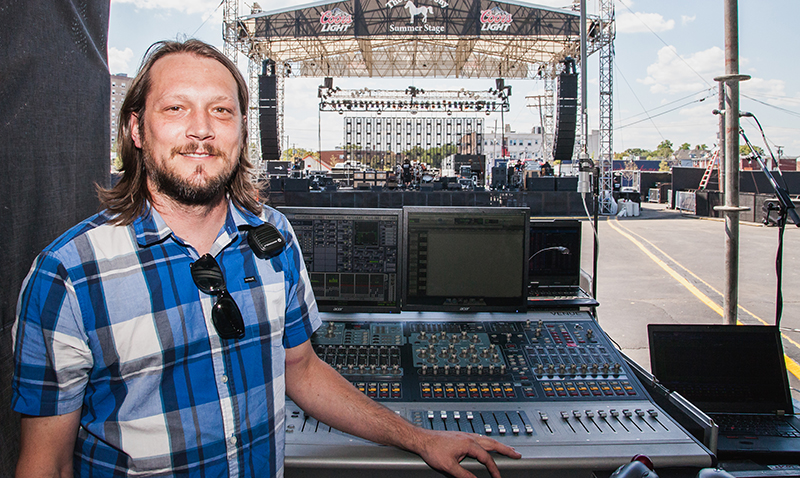 Pro Media/UltraSound of Martinez, CA has been supporting the North American tour for the band Primus with a Meyer Sound LYON system. Pictured here is FOH engineer Jason Mills