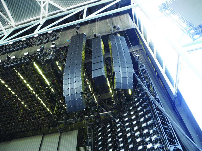 The stage left main P.A. hang