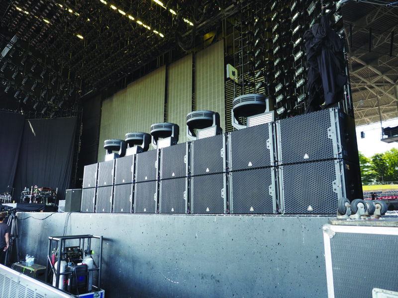 The 16 groundstacked E-119 subs on the stage left side