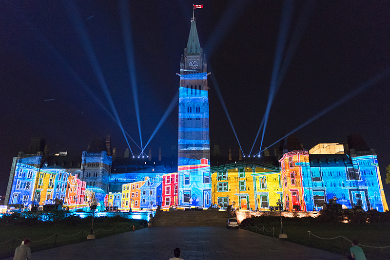 For for Northern Lights, a free outdoor sound and light show that lit up Canada’s Parliament Buildings with a large-format projections, NEO6’s Jean-Sébastien Coté and André Biron used a Meyer Sound LYON sound system