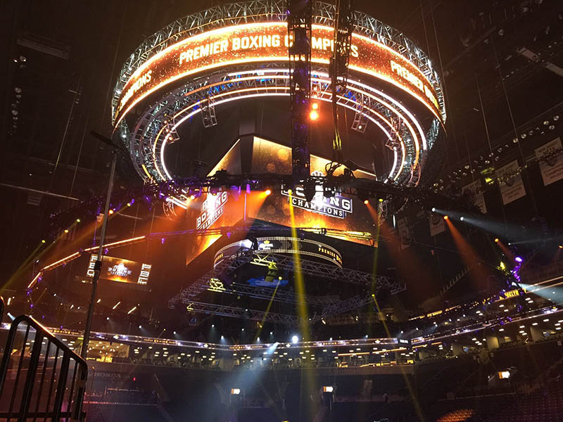 OSA Adds More Martin Audio MLA to Inventory, pictured here the setup for Premier Boxing Champions.