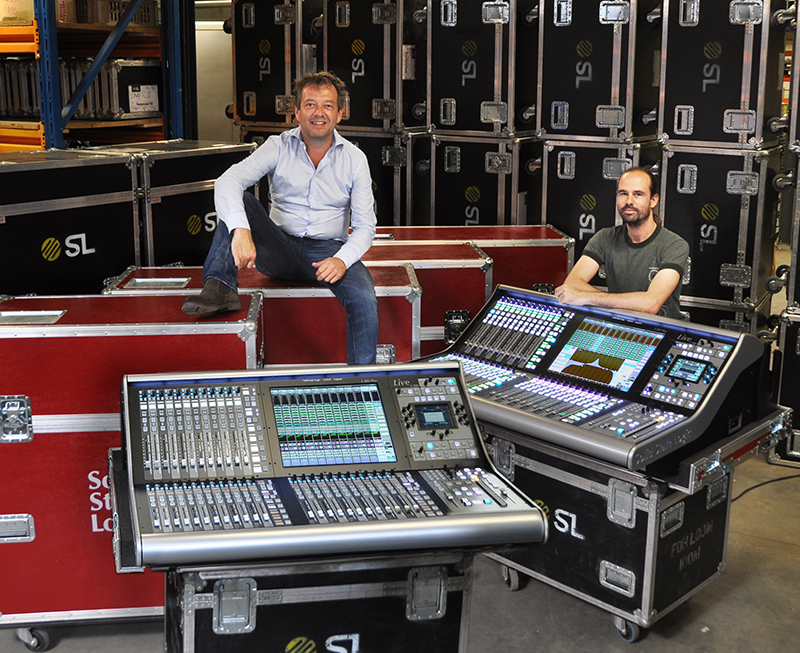 Stagelight has been expanding and recently purchased four SSL Live consoles - three SSL Live L500 consoles and one SSL Live L300 console - from Audio Electronics Mattijsen (AEM). Pictured here, from left, are Jacco van der Heijden, Managing Director, and Robert de Lorijn is Senior Project Manager Audio, and Manager Technical Operations.