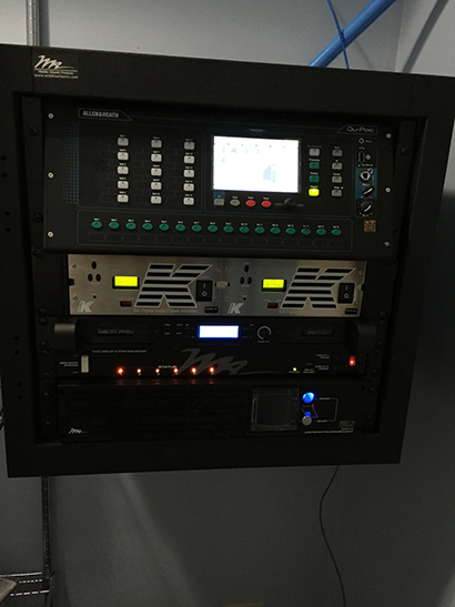 The entire K-Array system is powered off of two KA10-10 four-channel amplifiers, allowing room for the addition of KU36 subwoofers in every zone, not just the cafe.