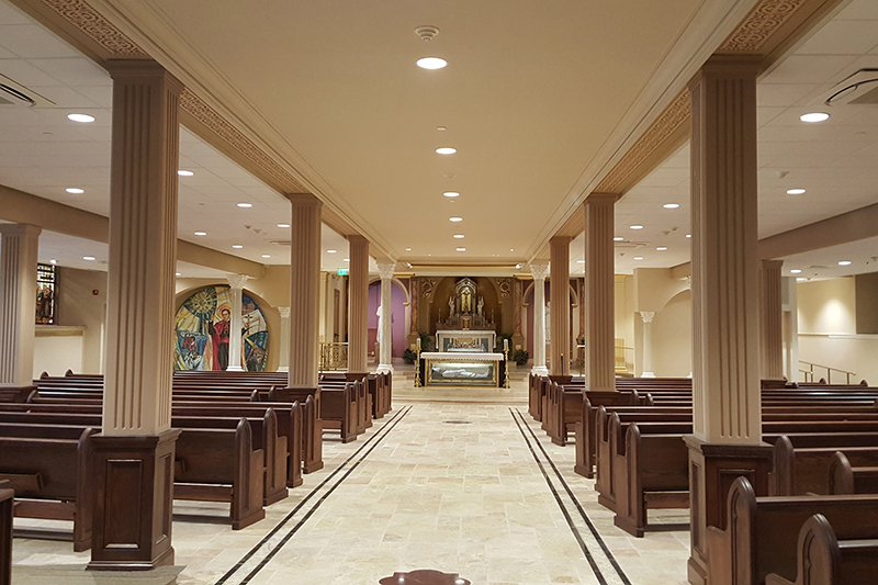 The National Shrine of St. John Neumann, located in the lower church of St. Peter the Apostle Church in Philadelphia. Custom sound system design and integration company Monte Brothers Sound Systems, Inc. chose microphones from Audio-Technica for the facility’s recent renovation. Photo courtesy of Monte Brothers