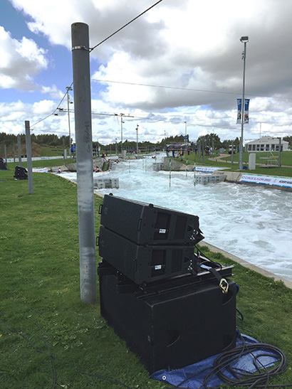 As impressed with OBA’s professionalism as they were unimpressed by the line array that had been temporarily installed for the 2012 Olympics, the British Canoeing Union (BCU) then requested MLA Compact to run along the course for the six-day long ICF Canoe Slalom World Championships to relay commentary both to the crowds who filled the temporary stands, and live to air.