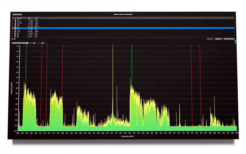 RF Venue has released Vantage, a native Mac OS X spectrum analysis and frequency monitoring application for use with RF Explorer portable spectrum analyzers as well as RF Venue’s rack-based RF Explorer RackPRO.