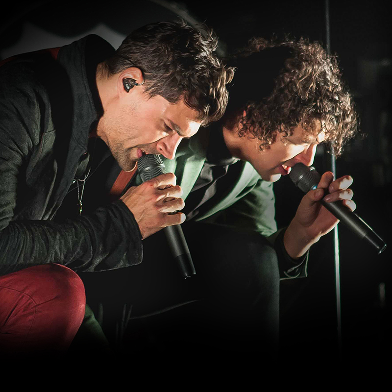 Joel and Luke Smallbone have been performing as a duo called for King & Country, scoring two Grammy wins in 2015. The alt pop-rockers have endorsed Audio-Technica microphones. They are pictured here performing with Audio-Technica 5000 Series Wireless and AEW-T5400a wireless mics.