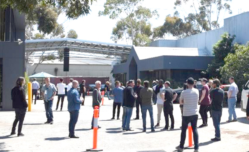 After lunch the demonstration moved outside where attendees experience an S10 line array made up of 12 enclosures along with six A218 subwoofers. The system was driven by Adamson’s E-Rack loaded with three Lab.gruppen PLM 12K44 amplifiers, a Cisco switch for Dante connectivity and Adamson’s global standard Audio and AC panels for power and signal distribution.