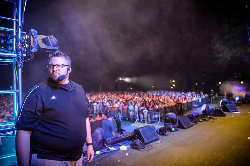 evin B. Hart, a veteran show production manager and owner of Epoch Creative, has been using his in-ear CM-iX Intercom Headset from Point Source Audio on some important gigs this year, including his seventh NY CityFest. Photo by Lauren Natalie Photography