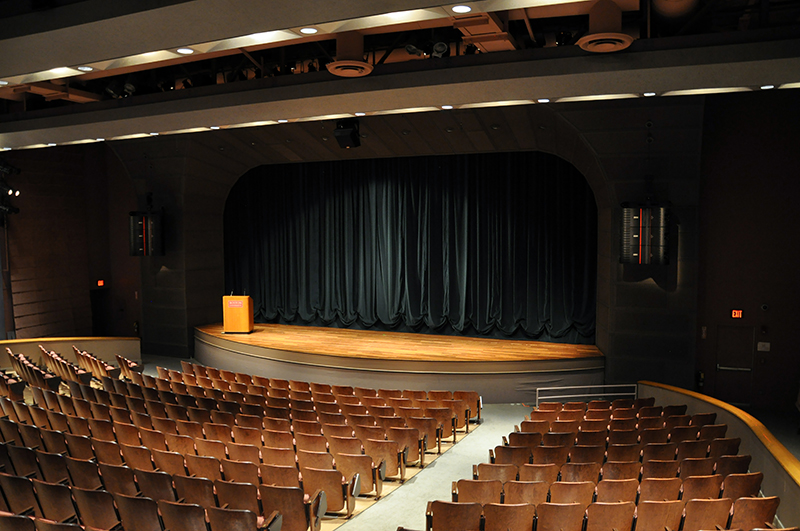 Tsai Performance Center at Boston University Upgrades With EAW Anya. Pictured here are the left-right columns of Anya modules (three each).