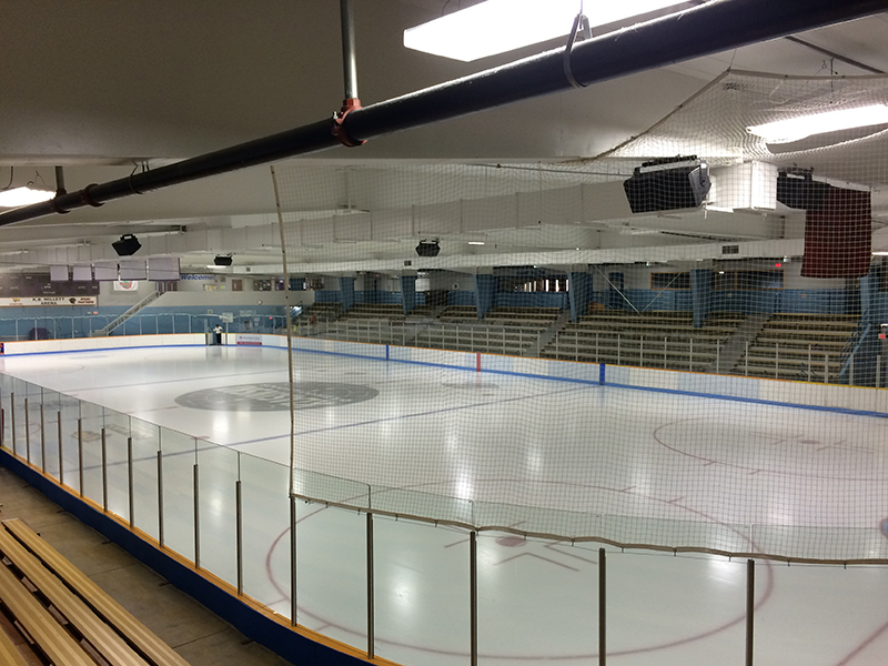 The rink itself has many acoustic challenges, including reflections and obstructions from the plexiglass surrounding the rink, as well as reflections from the ice itself.