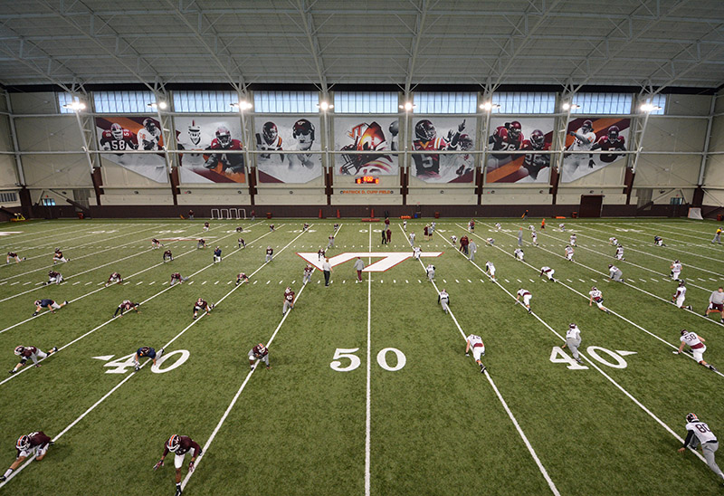 Virginia Tech’s New Indoor Practice Venue with Community I SERIES and R SERIES Loudspeakers – Photo Courtesy Virginia Tech Athletics